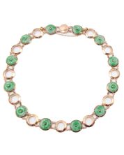 Vintage Burmese Jade 10k yellow gold necklace 12-Pi discs