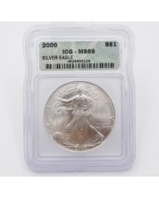 2000 American Silver Eagle ICG MS69 Certified $1 .999 Fine Silver Coin
