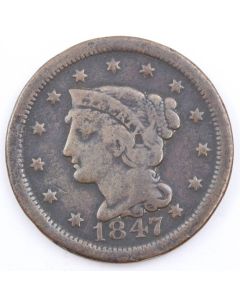 1847 Braided Hair Large Cent circulated