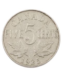 1925 Canada 5 cents VG/F
