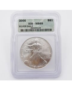2000 American Silver Eagle ICG MS69 Certified $1 .999 Fine Silver Coin