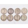 8x Great Britain 3 pence silver coins King Edward VII 1902-04-08-1910 circulated