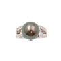 11.9mm Tahitian Black Pearl 18K wg Ring 46x Diamonds 9.3 grams Size-6 