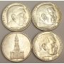 1934A 1935A 1936F & 1936J Germany 5 Mark silver 