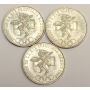 3 x Mexico 1968 25 Peso Large silver coins 