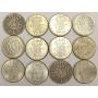 1913 to 1956 Sweden 2 Krona Silver 12 coins