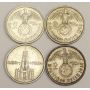 4 Germany 2 Mark Silver Coins  VF30 to AU50+
