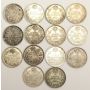 14x 1911-1920 Canada 5 Cents Silver EF40 to AU50+ 