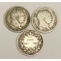 1816 1817 & 1834 Great Britain Silver Shillings 