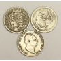1816 1817 & 1834 Great Britain Silver Shillings 