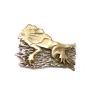 9K gold Frilled Lizard climbing a Silver Tree pendant