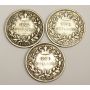 3x 1839 Young Head Queen Victoria British silver Shillings 