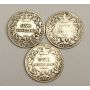 1879 1883 & 1884 Great Britain Victoria silver Shilling 3-coins 