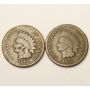 2x 1875 USA Indian Head Cents Good G6 condition 
