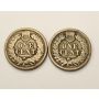 2x 1863 USA Indian Head Cents 