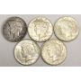 5x 1922 USA Peace Silver Dollars 