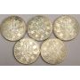 5x 1959 Austria 50 Schilling silver coins 