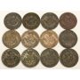 12x 1850 1852 1854 1857 Province of Canada Half Penny Tokens Upper Canada VG+