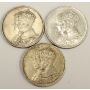 3x 1939 Canada sterling silver Royal Visit medals 