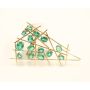 14K yg Brooch with 8.08 carats of Emeralds Type III VS/SI 