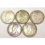 5x 1936 Canada King George V Silver Dollars