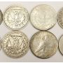 10x USA Silver Dollars Morgan & Peace 1880-1923