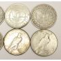 10x USA Silver Dollars Morgan & Peace 1880-1923
