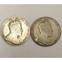 1906 and 1907 Canada 50 Cent Silver coins both original