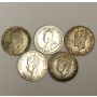 1908 1912 1940C 1941C and 1943C Newfoundland 5 Cents Silver Coins 