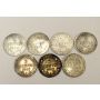 1890 1896 1908 1929 1941 1943 1945 Newfoundland 5 Cents silver coins