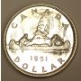 1951 Short Water Lines Canada Silver Dollar
