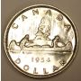 1954 Short Water Lines Canada Silver Dollar 