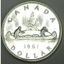 1961 Canada Gem Prooflike Silver $1 Dollar PL66 