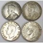 1935 1936 1939 & 1949 Canada Silver Dollars 