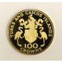 1974 Chuchill Gold 100 Crowns Turks & Caicos Islands 