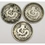 3x 1890-1900 China Kwangtung Province Silver Ten 10 Cents Dragon 