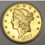 1907 USA $20 Gold Double Eagle coin Choice AU58 