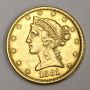 1881 USA $5 Liberty Gold Eagle coin EF45 
