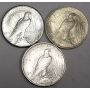 3 x Peace silver dollars 1922s 1923 and 1924