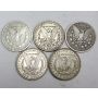 1882o 1883 1887o 1898 & 1900 Morgan silver dollars
