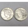 1922 and 1923 Peace USA silver dollars nice 