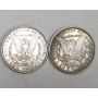 1886 and 1887 uncirculated USA Morgan Silver Dollars
