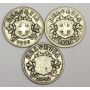  Switzerland 1850 BB 10 Rappen 3x  key date coins