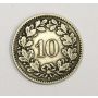 Switzerland 1873 B 10 Rappen key date coin VF25+