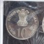 India republic 1974 proof coin set 10 coins & medal 