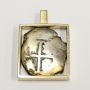 1713 Spain 2 reales colonial silver cob Two Bits 18K gold pendant