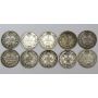 Canada 5 cent silver coin set Complete date set 1911 to 1920