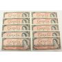 10x 1954 Canada $2 banknotes all nice notes 