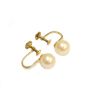 7.5mm cultured pearl earrings nice luster 18k yellow gold screw back  