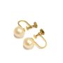 7.5mm cultured pearl earrings nice luster 18k yellow gold screw back  